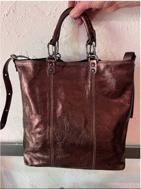 Plinio Visona Metallic Leather Crossbody Shoulder Bag